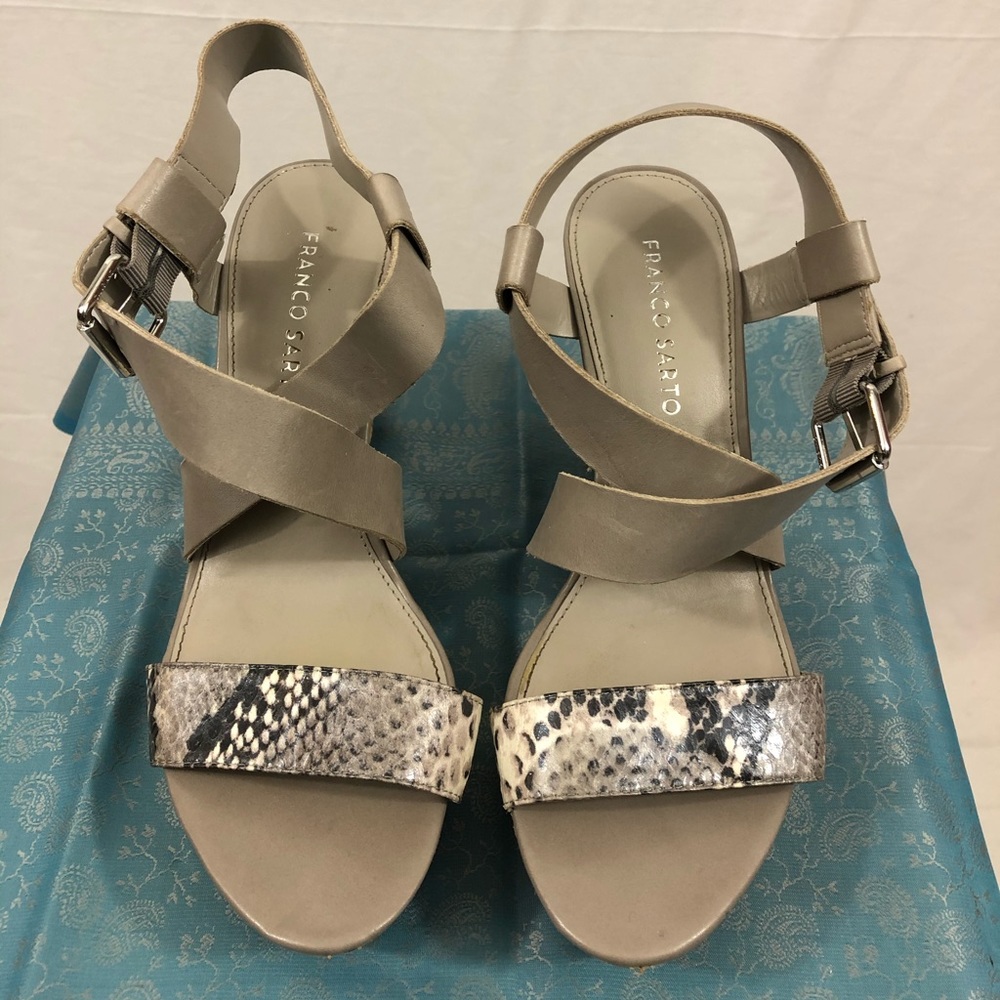 Franco Sarto Shania Leather Wedges, Size 8, Gray